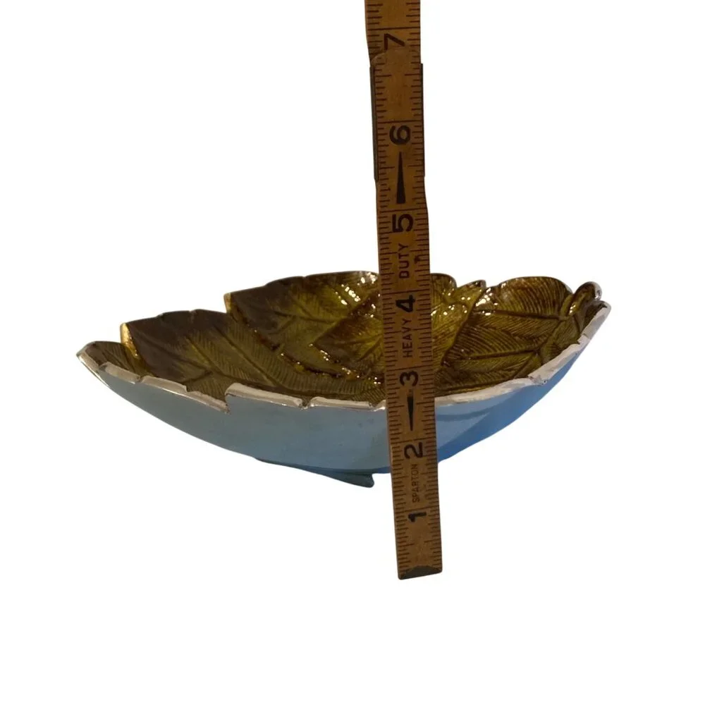 Vintage Artichoke Leaf Metal And Enamel Bowl